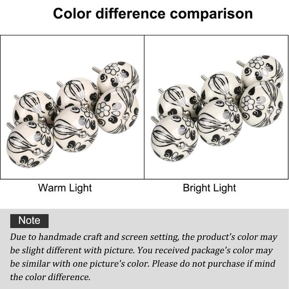 6pcs Vintage Knobs Floral Ceramic Pumpkin Drawer Pulls Knob, Black tillandsia - Picture 6 of 6